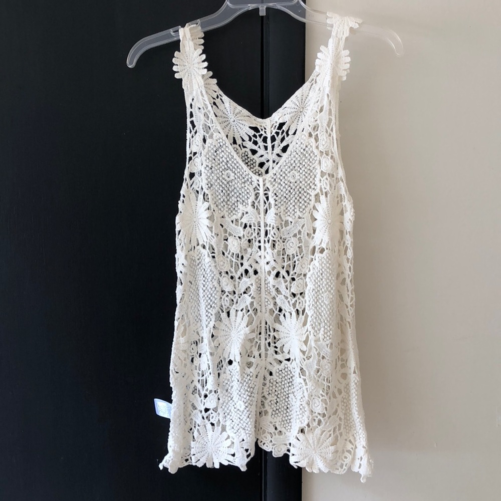 Knit lace tank top